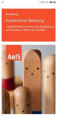 Flyer zur Weiterbildung Systemische Beratung am ABIS Institut Leipzig, SG-zertifiziert.